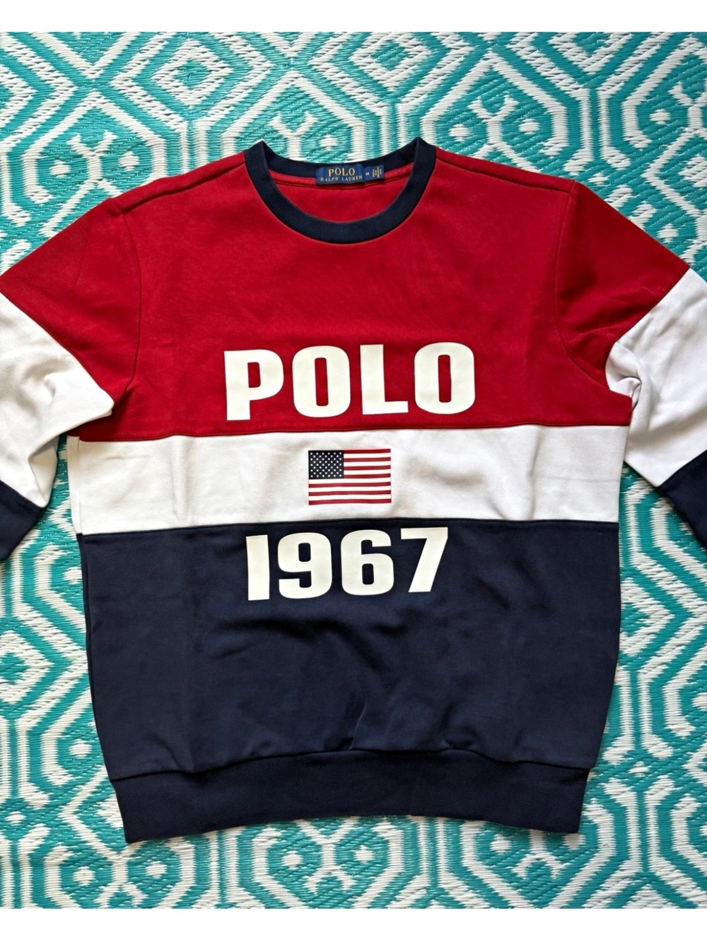 Polo Ralph Lauren Men’s M POLO 1967 Flag Colorblock Sweatshirt
